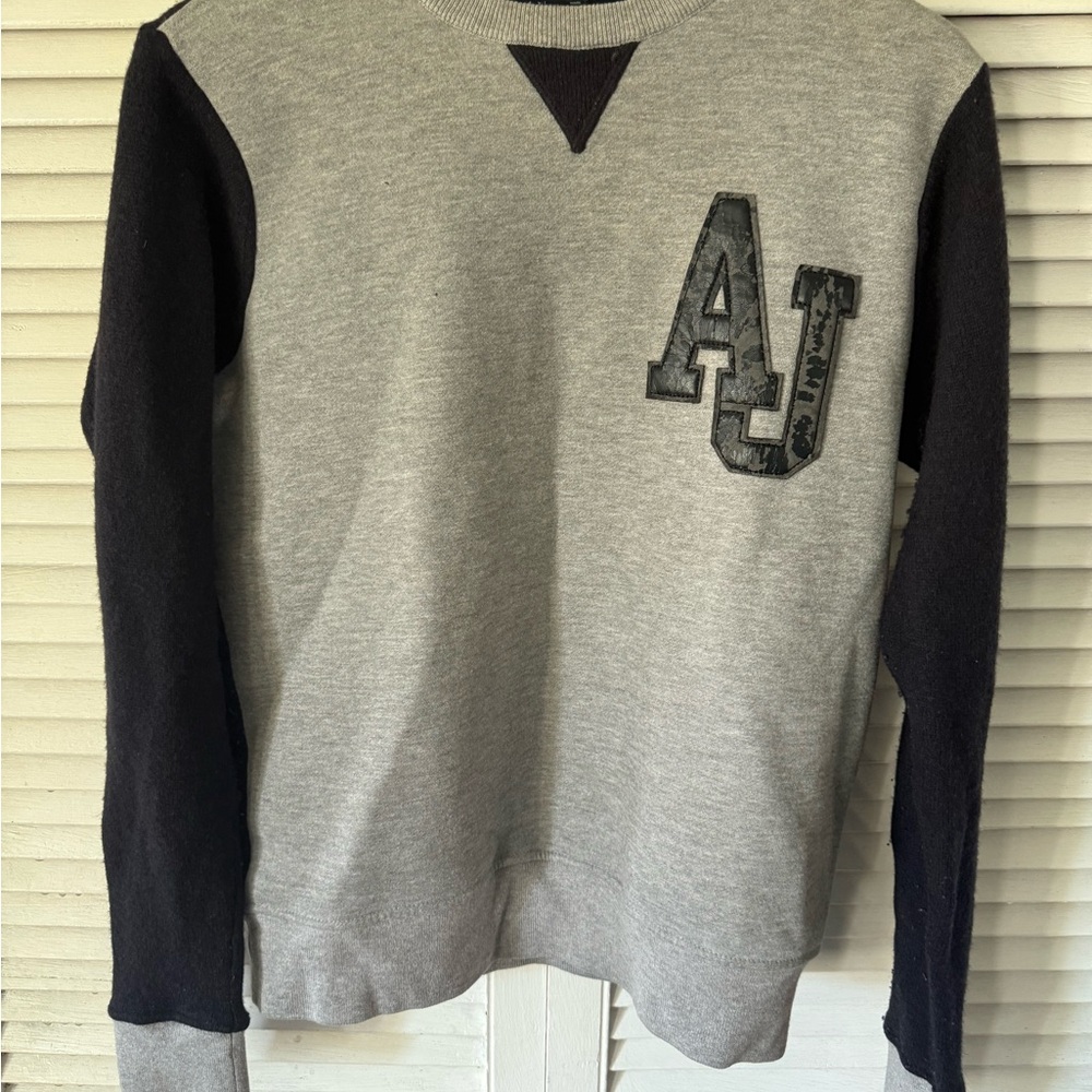 Armani Jeans wool and cotton Gray and Black Crewneck Sweater
